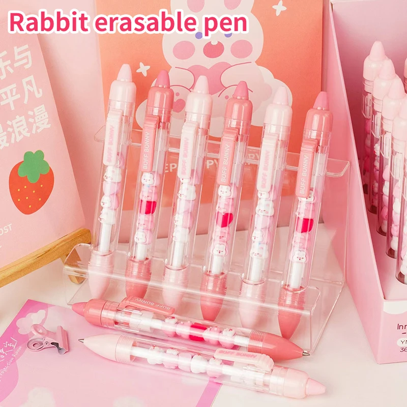 Aesthetic Kawaii stationery  items back to school acsesories gel pens Ballpoint pens cute rabbit erasable pen Elegant pens