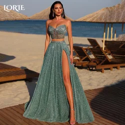 LORIE High Slit Formal Evening Dress Saudi Party Dress Prom Dress Two pieces A-line Saudi Evening Dress Shiny Prom Gowns 2024