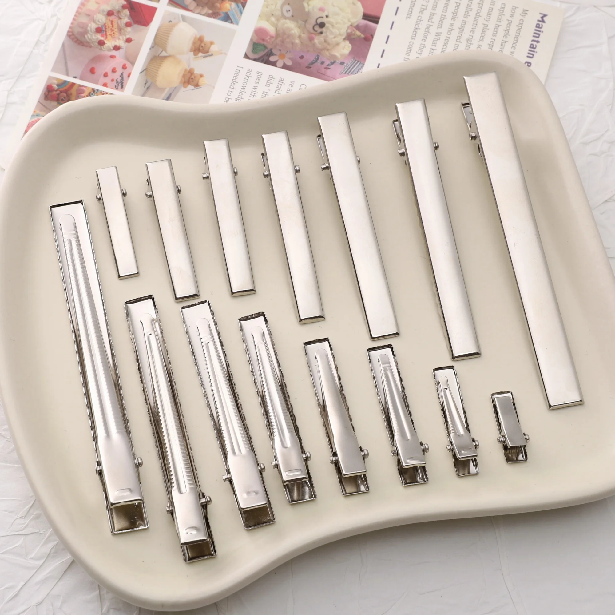 5-20Pcs 2-9.8cm Iron Hair Clip with Teeth Flat Top Duckbill Clips for Daily Styling and DIY Hair Jewelry Making Accessories