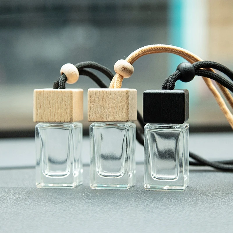 Bouteille de parfum désodorisant, 1 pièce, pendentif, bouchon carré, bouteille vide, diffuseur d'huile essentielle de voiture
