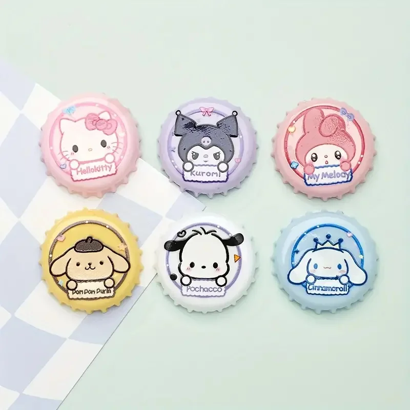 Miniso Sanrio-Inspired 6Pcs Shoe Charm Set Cute Kuromi Cinnamoroll Melody Designs Durable Abs Resin Diy Sandal Customization