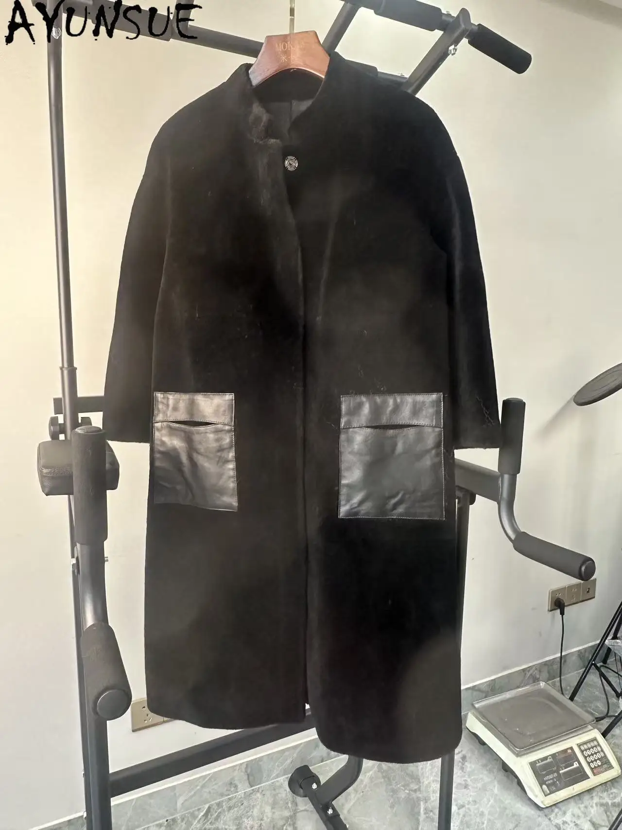 سترة من الصوف الحقيقي من AYUNSUE ملابس شتوية للنساء معطف متوسط الطول معاطف فريدة من نوعها تعزيز عيوب صغيرة لا استرداد ولا تبادل #1