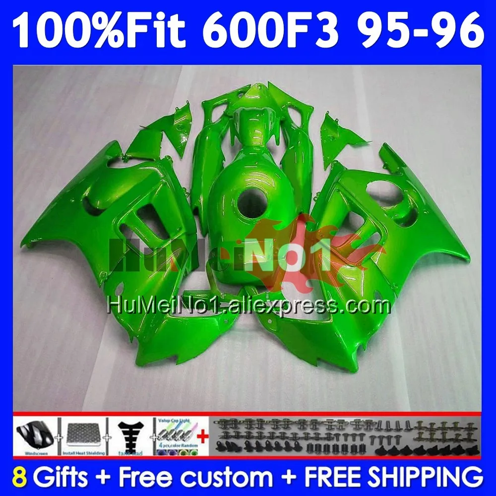 OEM Fairing +Tank For HONDA CBR 600F3  600 F3 Gloss green CBR600F3 96 97 38No.275 CBR600 F3 FS CBR600FS 1996 1997 Injection Body