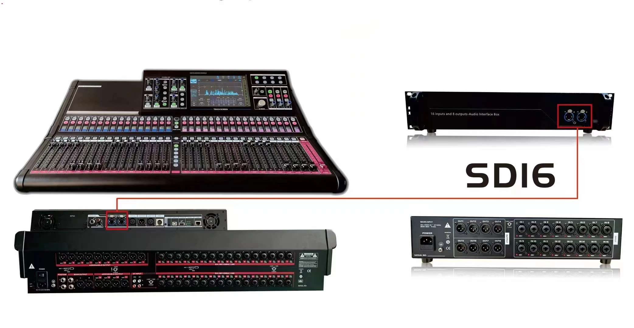 MX Series Professional Audio Mixing Console SD32 Stage Box 32 Input 16 Output Digital Snake Mixer Audio Video Lighting Expand