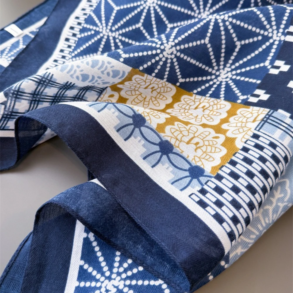 65*65 cm Retro Stampa Sciarpe Quadrate Donna Autunno Primavera Caldo Avvolge Testa Sciarpa di Cotone Sensazione Hijab Cravatte Femminili Foulard Bandana