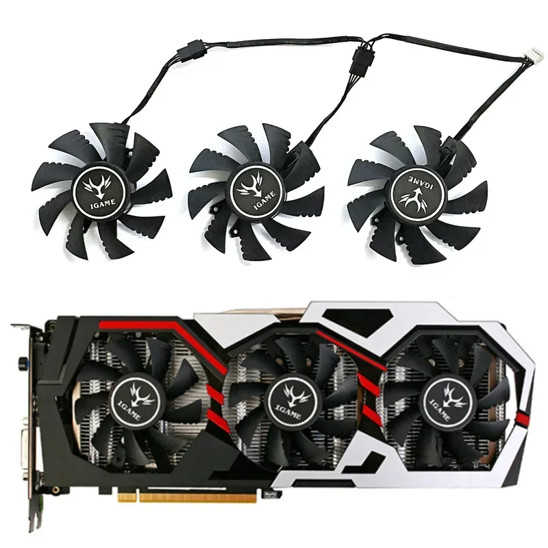 

3 шт. 75 мм 4PIN GTX 1060 1070 1070TI 1080 GPU кулер для красочного Igame Geforce GTX 1060 1070 1070TI 1080 Графический охлаждающий вентилятор