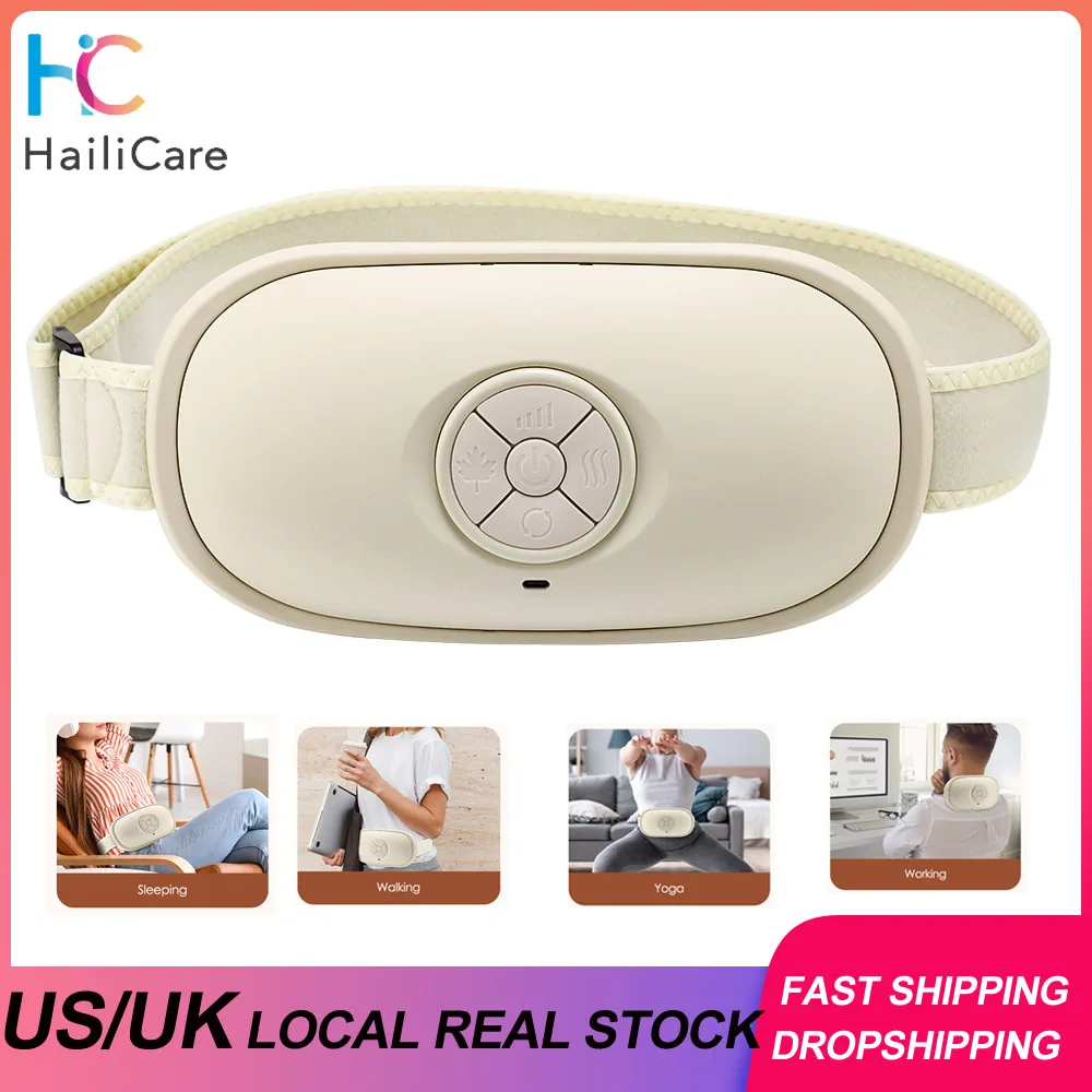 

US Stock Electric Abdominal Massager Bian Stone Kneading 2 Level Heat 3 Intensity Fat Burner Anti-Cellulite Belly Shaking Remove