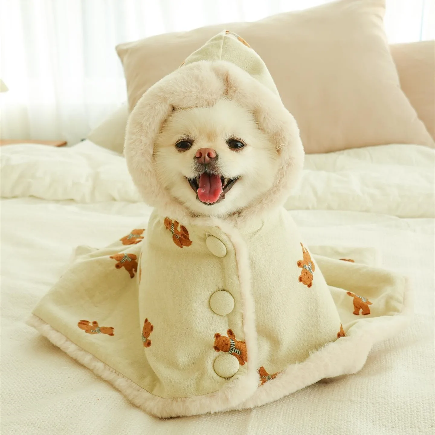 Winter Warm Scarf Bear Wool Blanket Pet Dog Cape Blanket Sleep Clothes Method Corgi Thick Plush Blanket Dog Cloak Nightgown Gift