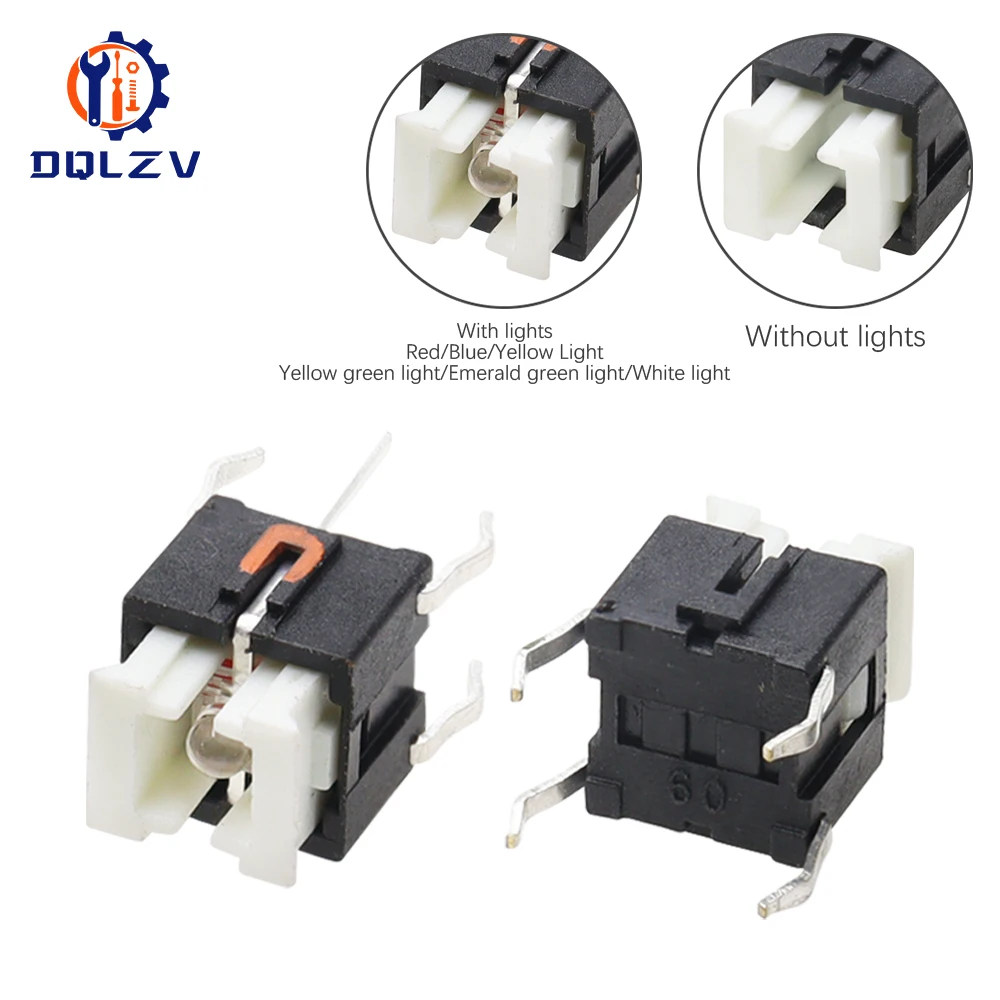 5/10Pcs 6*6mm Through Hole Micro Push Button Tactile Momentary Switch With LED Green Yellow Red White Blue 6*6 6X6