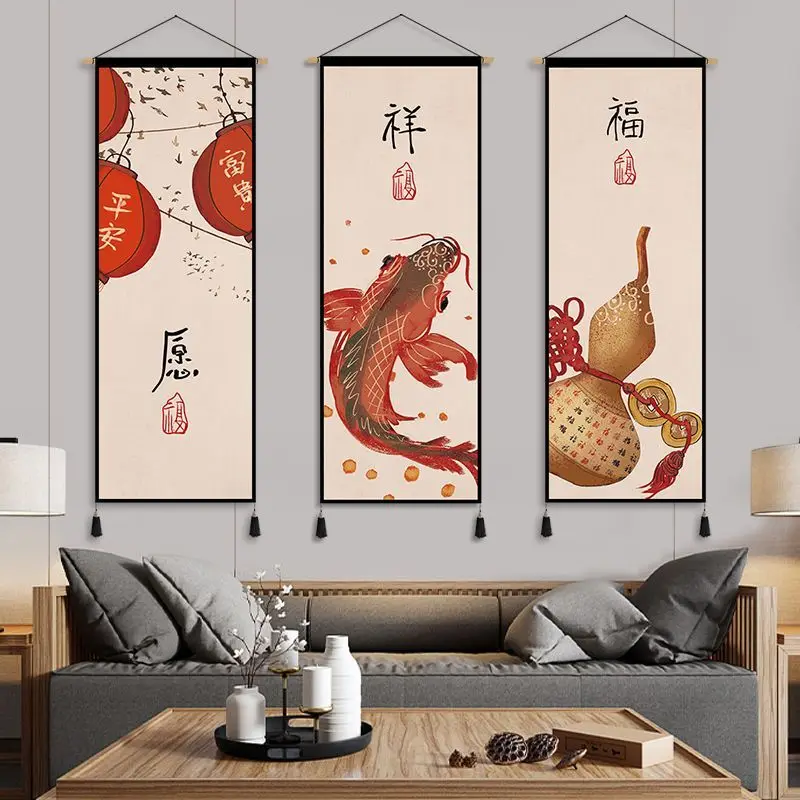 New Chinese Folk Cloth Art New Year Picture New House Celebration Decoration Tapestry Sofa Background Wall Wall Painting Gift