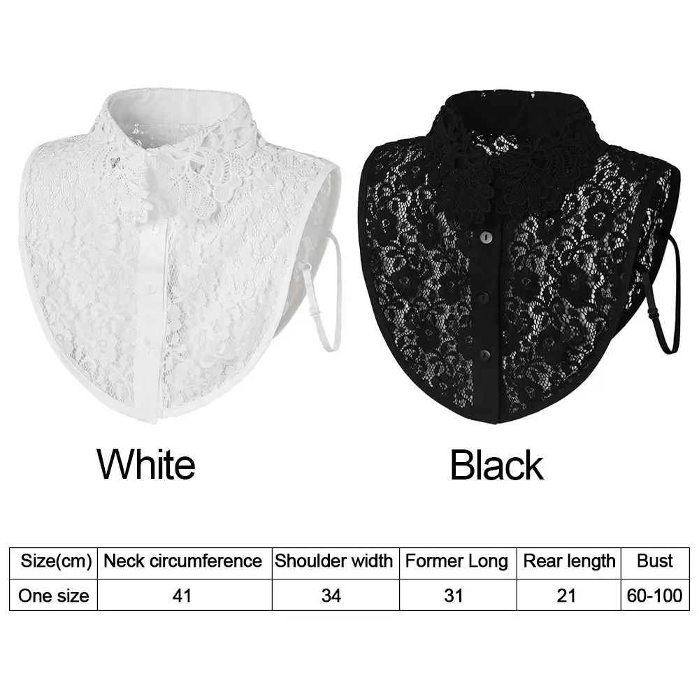 Accesorio de ropa, cuello falso desmontable, encaje blanco, negro, cuello falso, chal ajustable, envoltura para mujeres y niñas