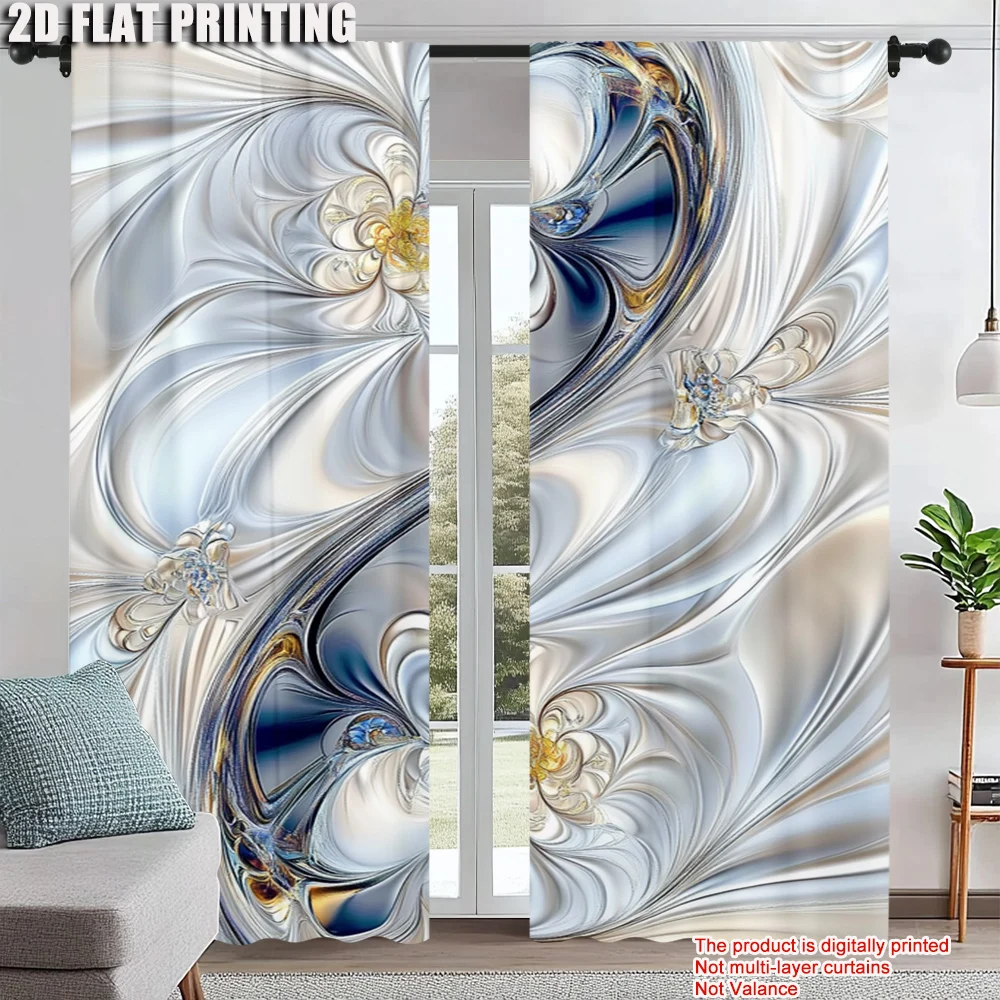 

2pc, Drapes abstract line Machine Washable Polyester,Without Electricity Party Decorations Suitable for With rod pockets,