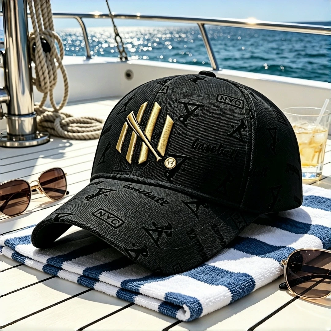 Embroidery Nyc - หมวกเบสบอลปักลายทอง NY ลาย NYC พิมพ์เต็มใบ ปรับขนาดได้