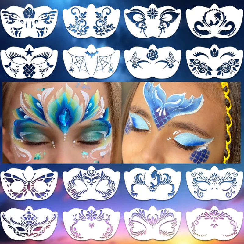 

Картина для лица, полый шаблон, сделай сам, брови, глаза, лицо, татуировка, трафарет для ночного клуба, сцены, форма для макияжа, косметические многоразовые инструменты для лица