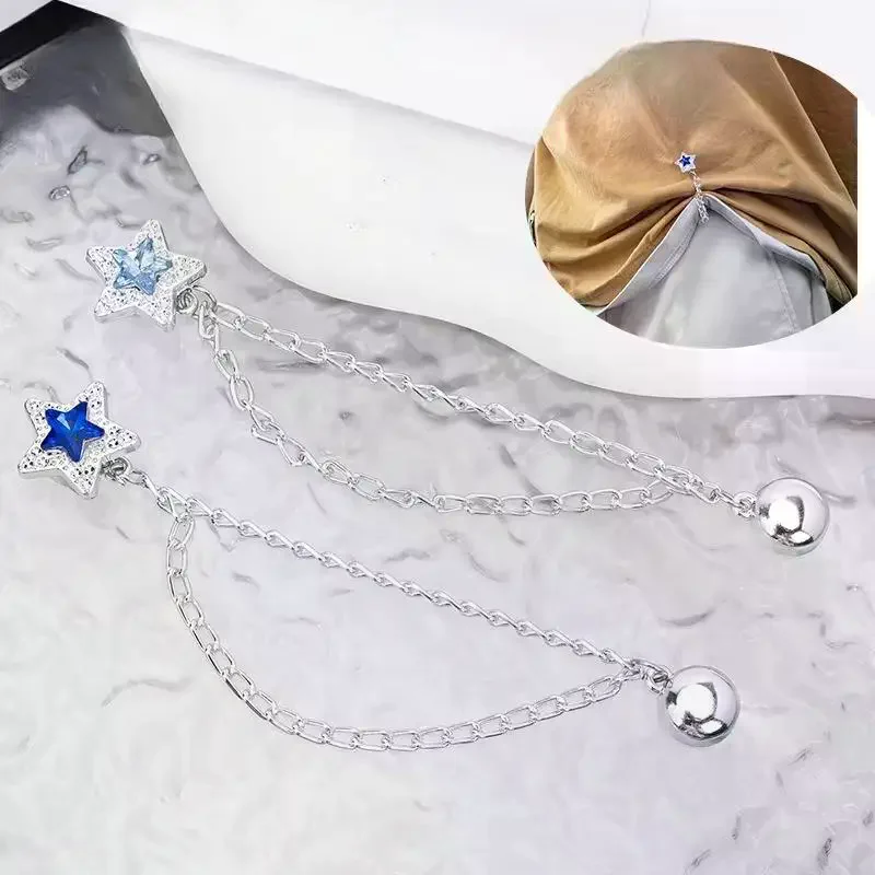 2pcs Multi-Function Magnetic Clothing Clip With Chain Metal Buttons Clip Clothes Scarf Trouser Legs Cuff Fixing Magnet Pin