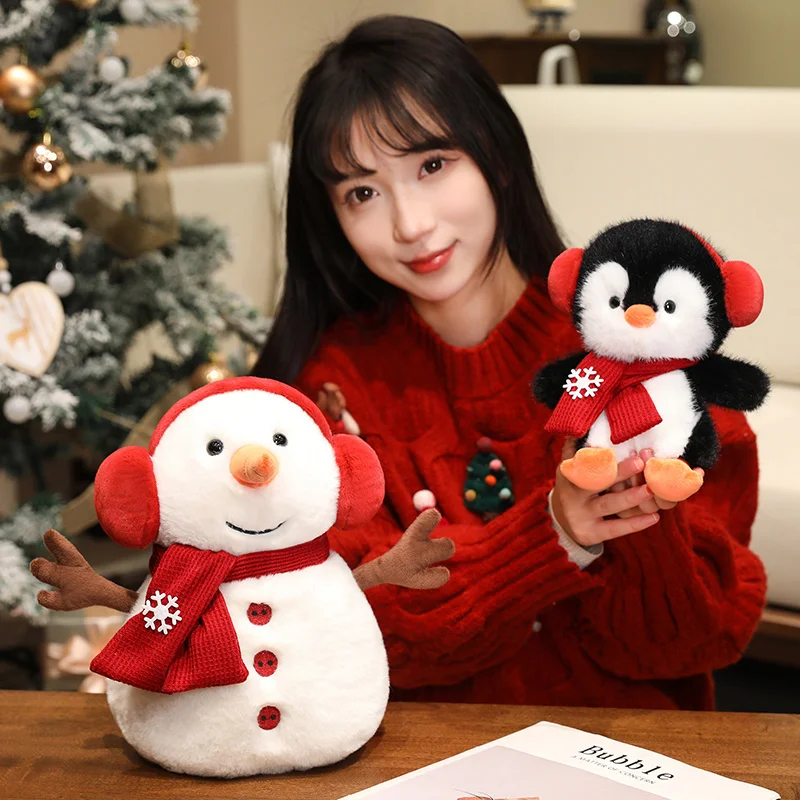 20/28Cm Winter Serie Knuffel Sneeuwpop Pinguïn Pluche Pop Zachte Knuffel Pop Feestelijke Sfeer Decor Kid gift