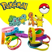 Pokemon Bracelet Anime Figure Pikachu Charmander Squirtle Kids Cartoon Fashion Silicone Wristband Child Birthday Party Gifts Toy