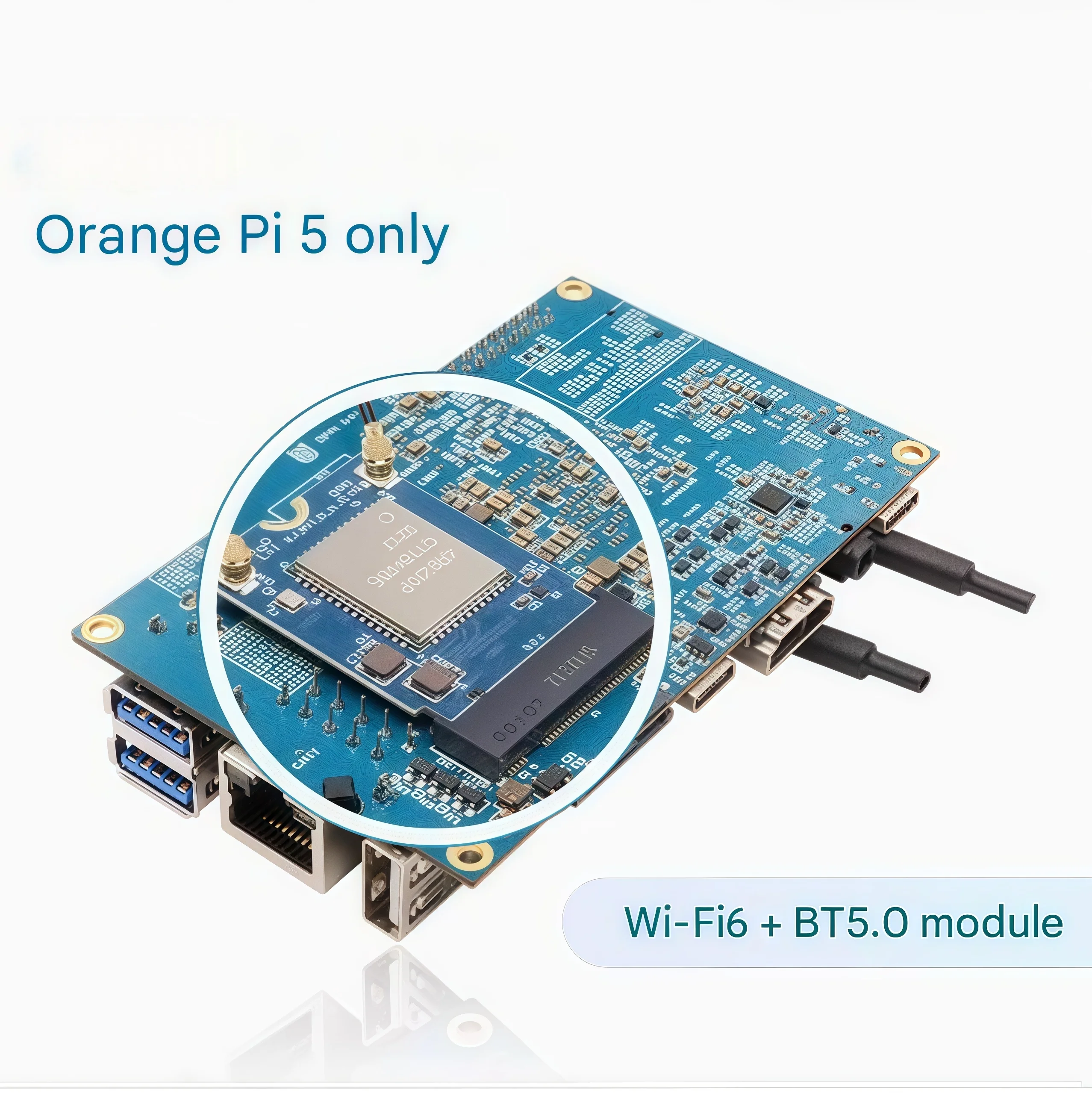 Плата разработки Orangepi 5, специальный интерфейс PCIe модуля WiFi6 + BT5.0