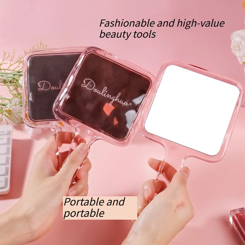 

New Fashion Sugar Light HD Hand Mirror Water Ripple Makeup Mirror Portable Handle Mirror Creative Makeup Tools
