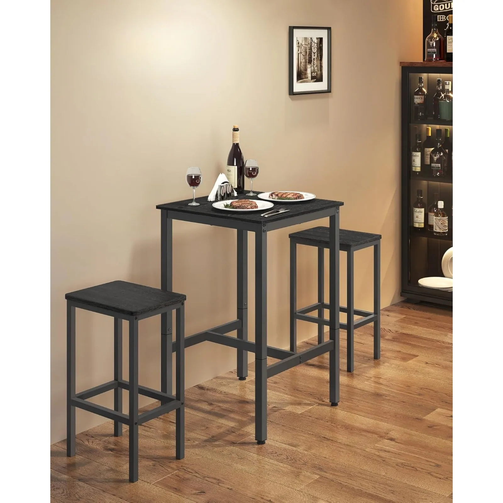 US Bar Table, Small Kitchen Dining Table, High Top Pub Table, Height Cocktail Table for Living Room Party, Sturdy Metal Frame