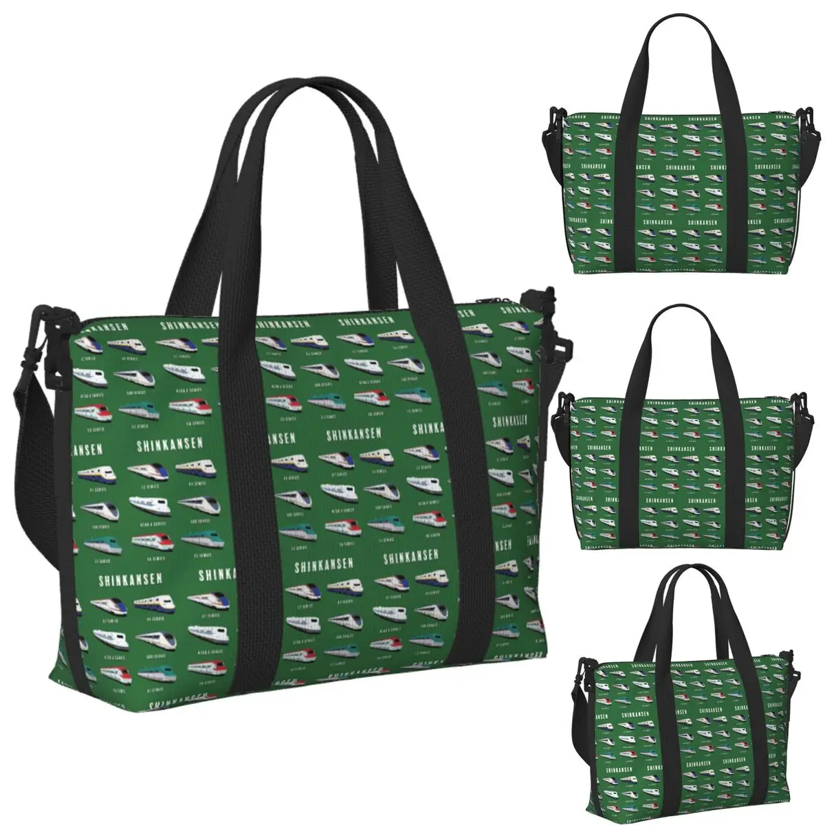 

Custom Japanese Shinkansen Bullet Trains Artwork Beach Travel Bag Tote Bags for Gym Sport Women Shopping Duffle Shoulder Bag