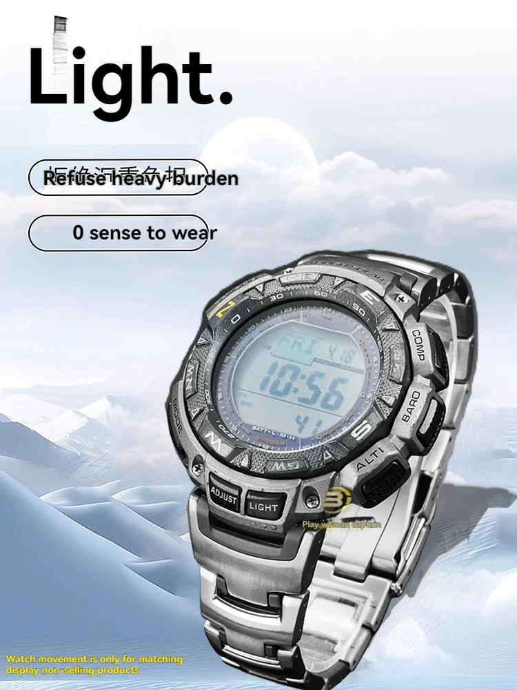 Black Titanium Alloy Watch Band for CASIO ProTrek PRG-240