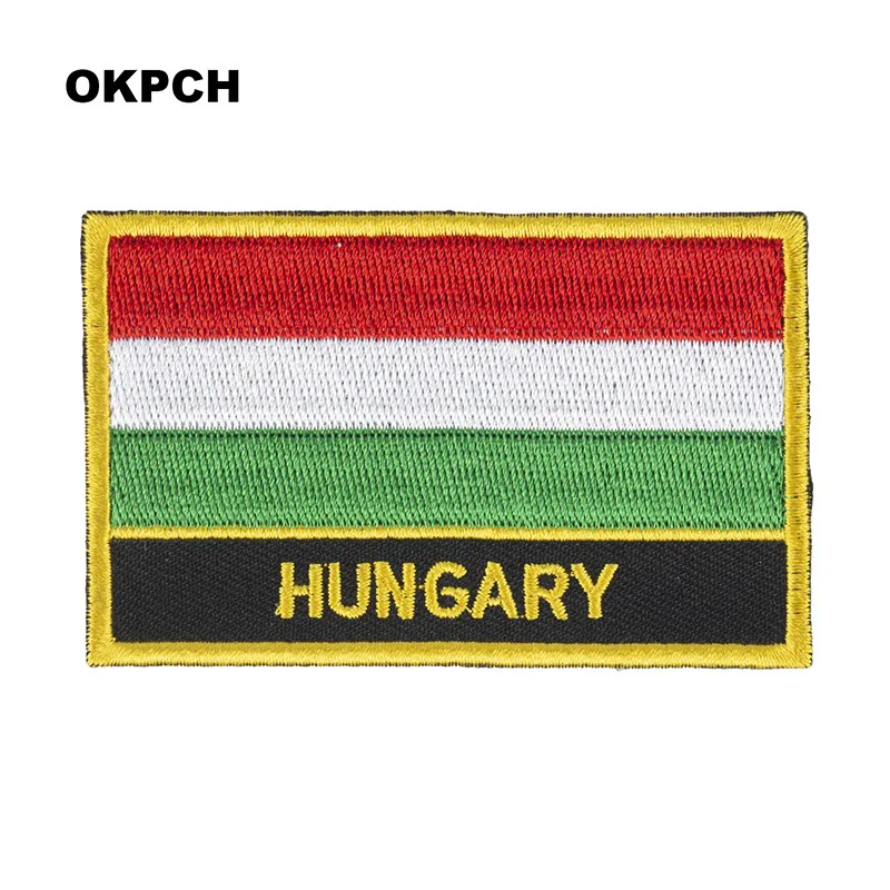 Hungary Flag Embroidery Patches Iron on Saw on Transfer patches Sewing Applications for Clothes in Home&Garden