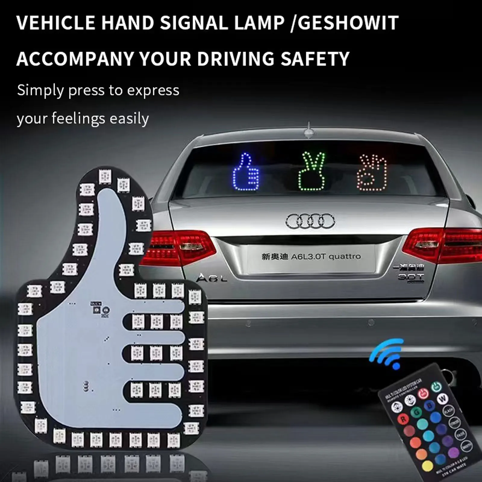 

Funny Car Finger Light With Remote Road Rage Signs Hand Finger Gesture Light LED Gesture Display Lamp Car Interactive Lights