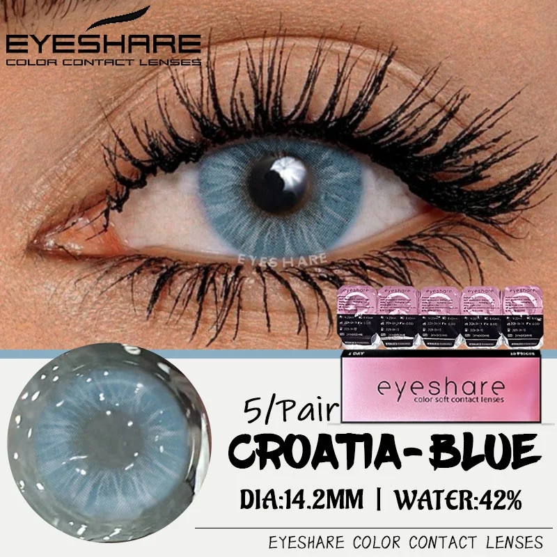 EYESHARE 5 Pairs Daily New Color Contact Lenses for Eyes 42% High Water Content 1 Day Lens Comfortable to Wear Daily Disposable