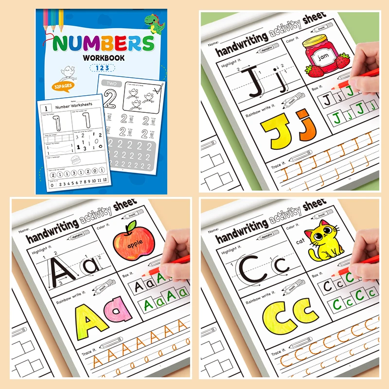 32 pagina's nummer kleuren oefenspeelgoedboek Leuk digitaal interactief zeven nummerspellen Tekenpen Controle oefentekenboek