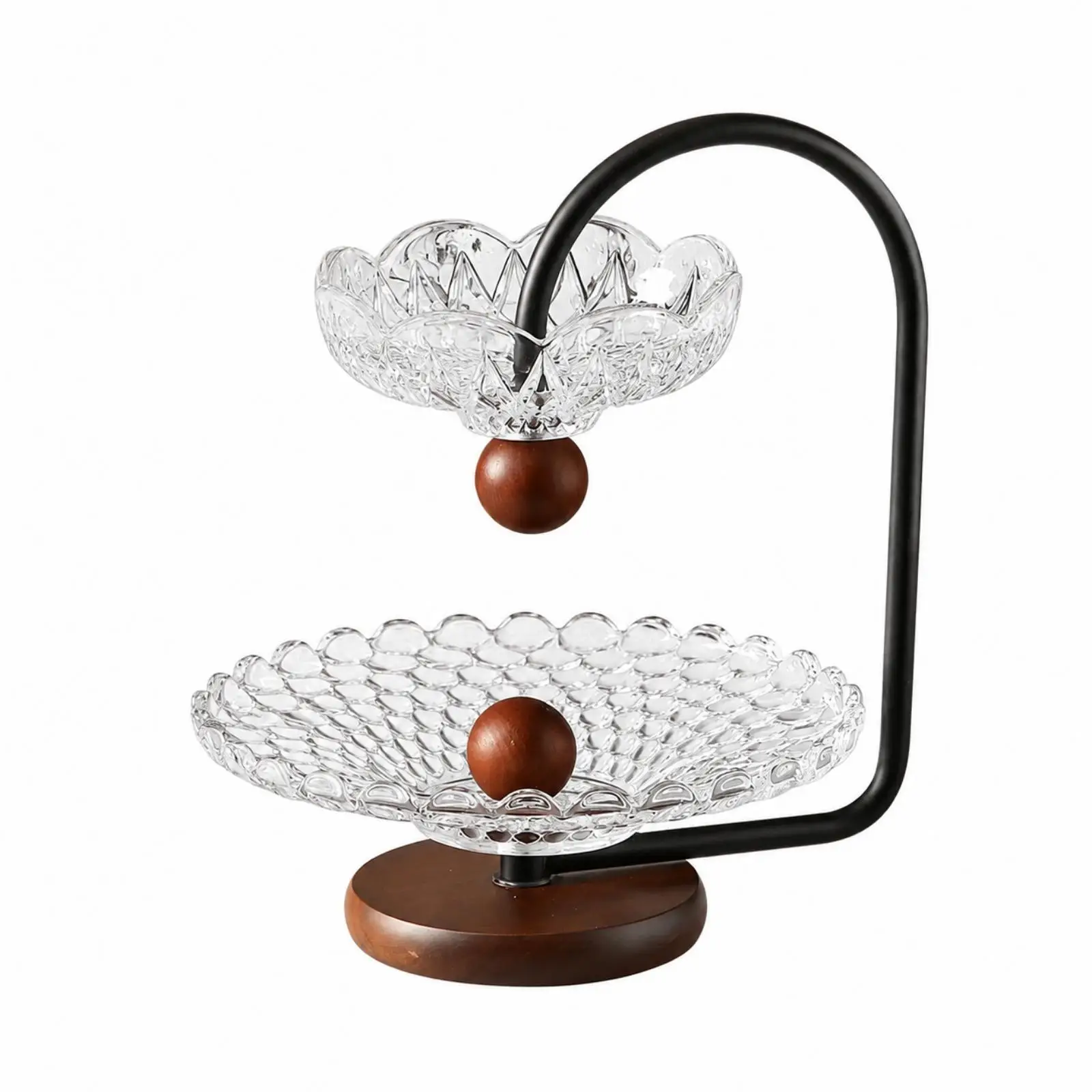 U-Shaped Tiered Serving Stand Open Design Freestanding Snack Stand with Pedestal Base 2-Tier Rustic Serving Tray Decorative