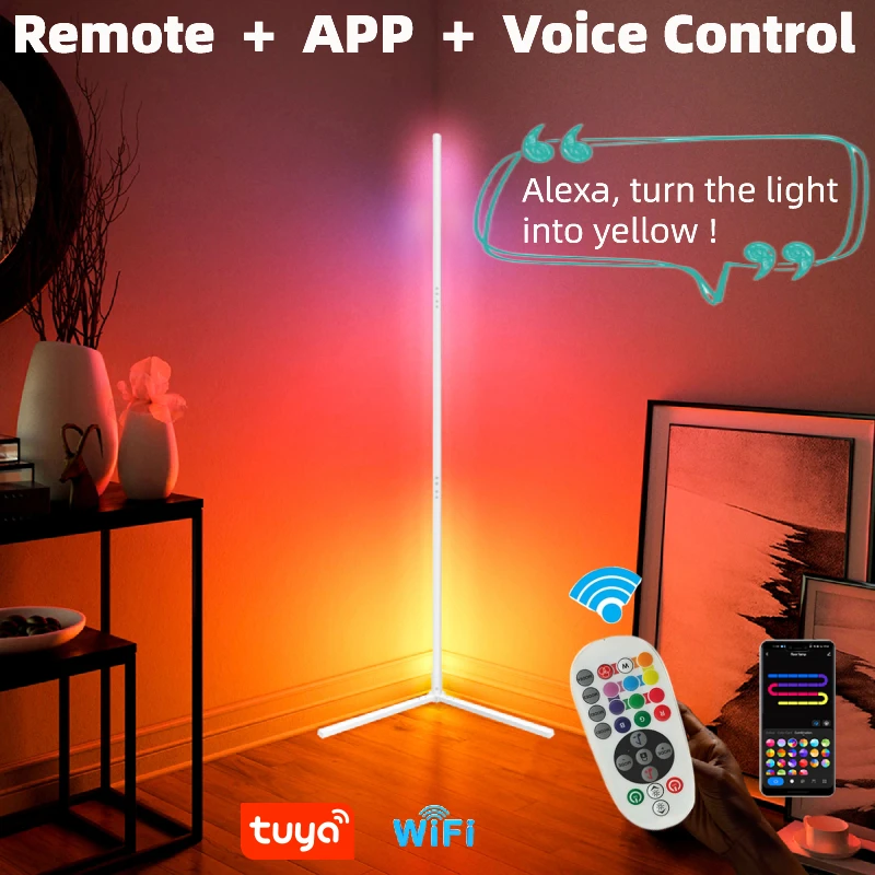 150cm Tuya WiFi RGBIC LED Floor Lamp Smart APP Remote Control Modern Corner Background Light Atmospheric Standing Nightlight