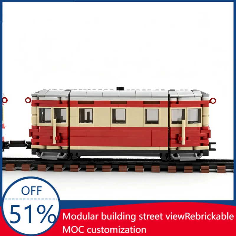 460Pcs Narrow Gauge 6W German Train GHE T 1 HSB Dieseltriebwagen Custom Building Blocks Locomotive Model Assembly Toy Collectors