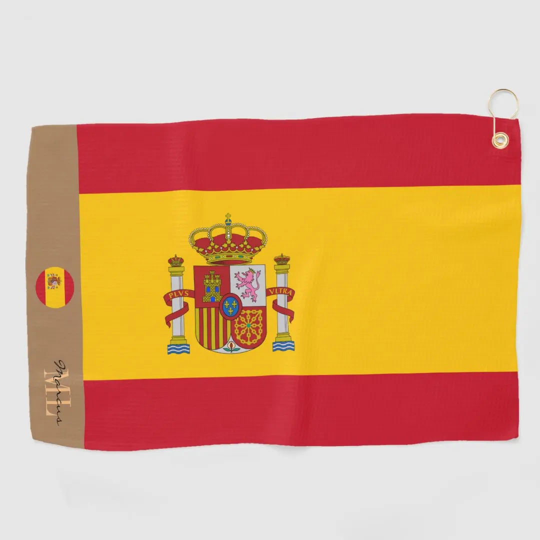 Bandera española y toalla de golf /name 16x24in