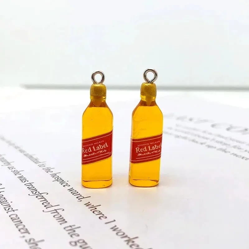 10Pcs Tiny Wine Bar Bottle Resin Charms DIY Earring Accessories Mini Pendant For Keychain Handmade Jewelry Craft Making - view 5