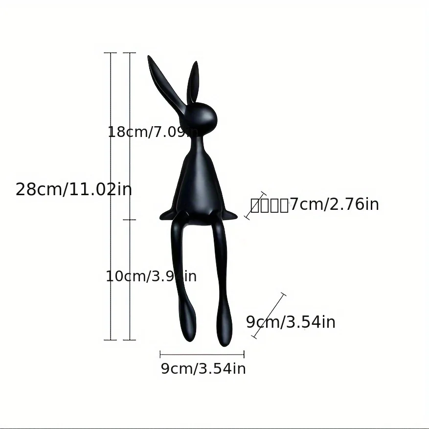 Figurita de conejo de dibujos animados, adorno de conejito de orejas largas sentado de resina, decoración para sala de estar, accesorios de conejo, 1 ud.