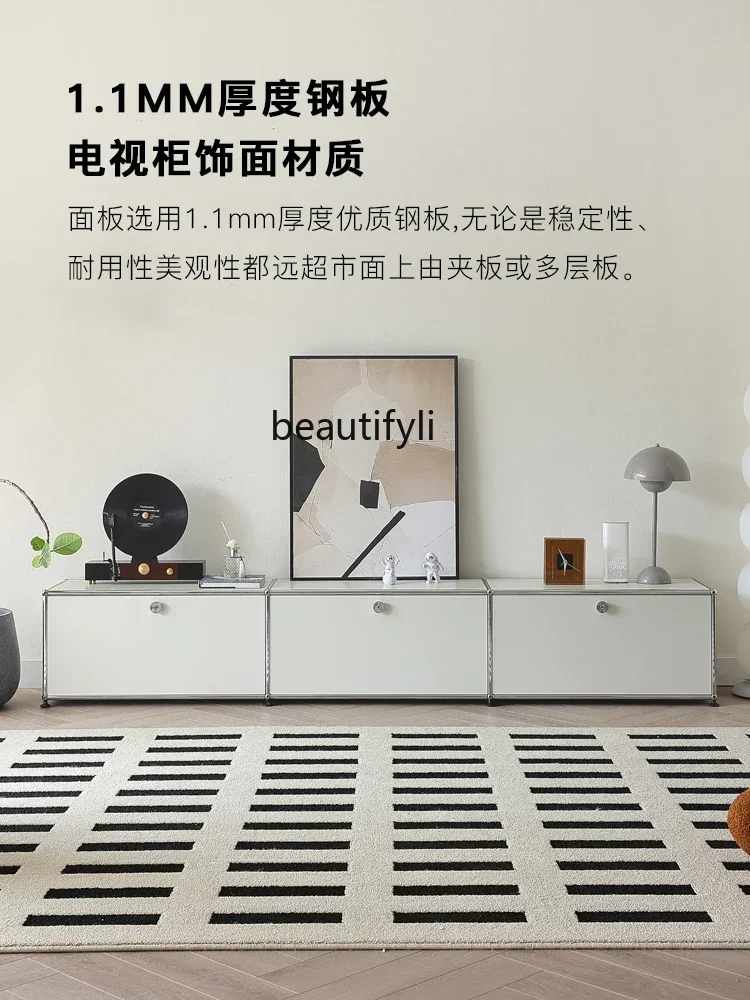 

lt Modern Minimalist Living Room Stainless Steel Mid-Ancient Storage Locker Module Cabinet