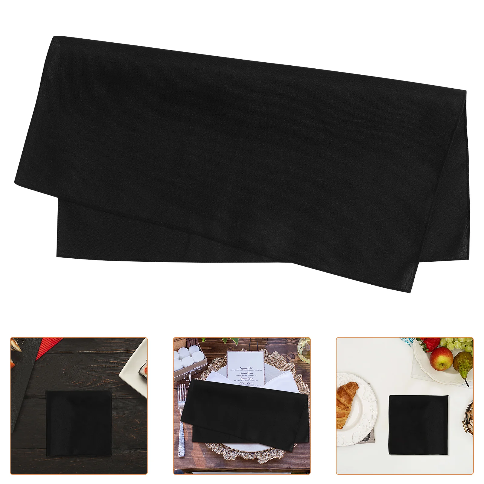 

4Pcs Black Cloth Napkins 17x17inch Washable Polyester Reusable Napkins for Wedding Party Banquet Table Decoration