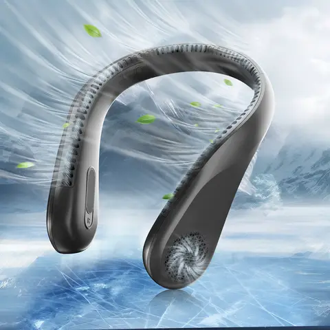 Neck Fan Bladeless, USB Rechargeable Hanging Wearable Fan, LED Display Ultra Quiet Hands-Free Cooler, Summer Gift for Travel Office Sports