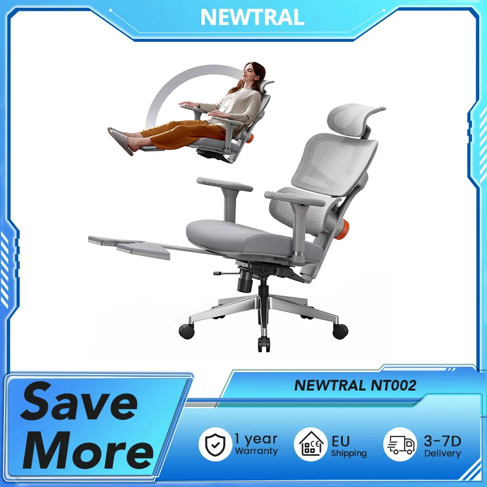 NEWTRAL NT002 Sedia ergonomica, supporto inferiore per la schiena adattivo, poggiapiedi poggiatesta con braccioli regolabili, peso massimo 350 libbre, impermeabile