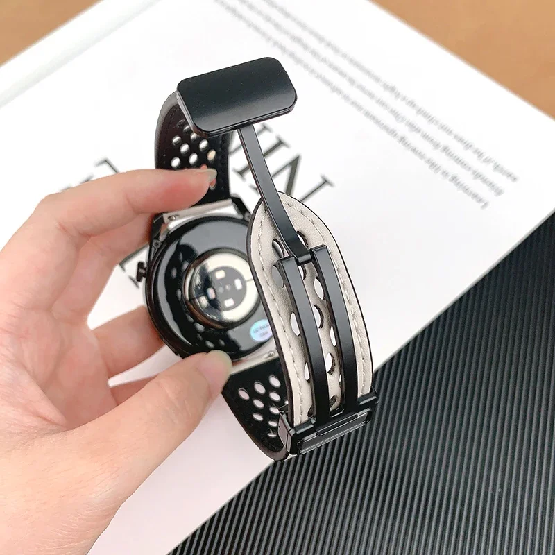 22 مللي متر 20 مللي متر حزام سيليكون جلدي لساعة سامسونج جالاكسي 7 6 5 4 40 مللي متر/44 مللي متر شريط مغناطيسي لساعة جالاكسي 6 الكلاسيكية 43 مللي متر 47 مللي متر