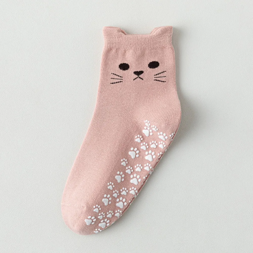 

New Cotton Pilates Socks Harajuku Street Breathable Cat Embroidery Socks Casual Sweat-absorbent Yoga Socks