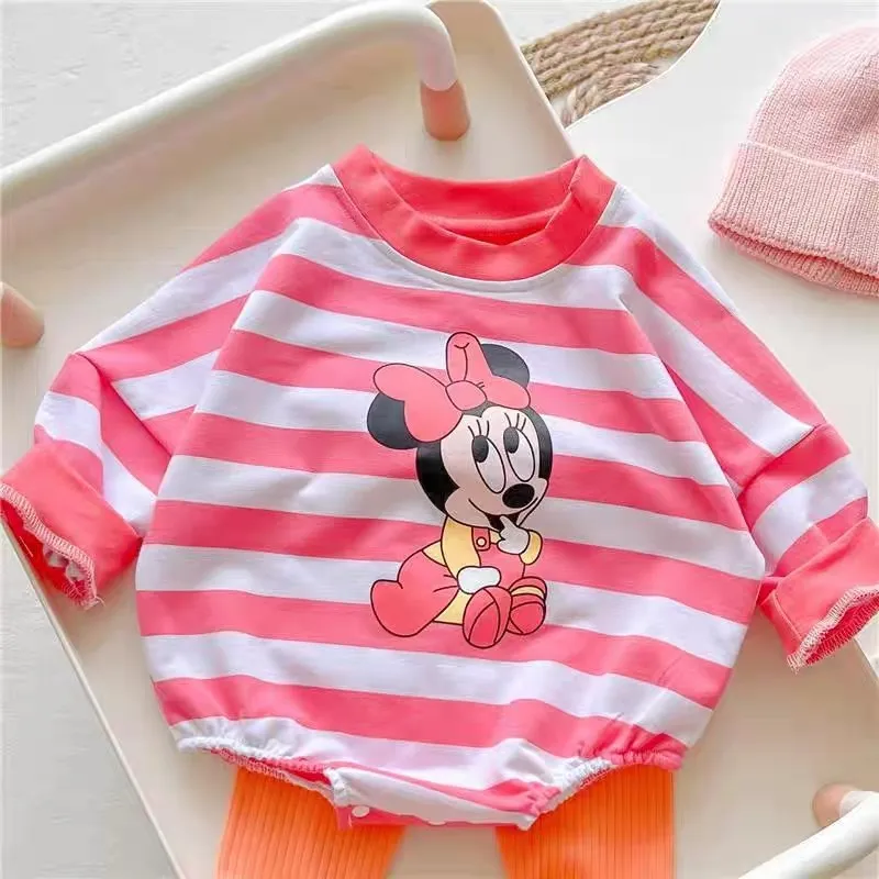 Winnie Pooh Baby Boy Striped Long Sleeve Triangle Climb Clothes Newborn Bodysuits Toddler Costume 0-2 Age Girl Boy Jumpsuit