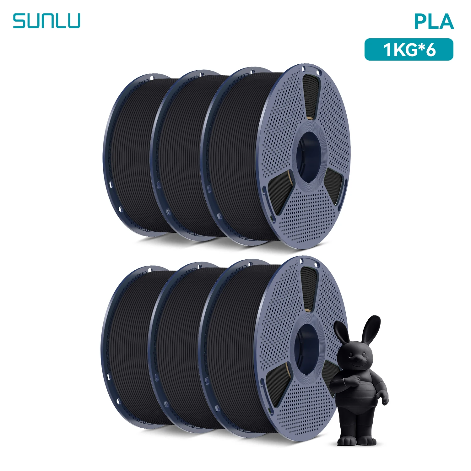 SUNLU PLA Filament 6 Rolls 3D Filament 1KG/roll 1.75mm 100% Filament Lines Up Neatly For 3D Printing From EU UK