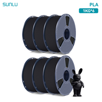 SUNLU PLA Filament 6 Rolls 3D Filament 1KG/roll 1.75mm 100% Filament Lines Up Neatly For 3D Printing From EU UK