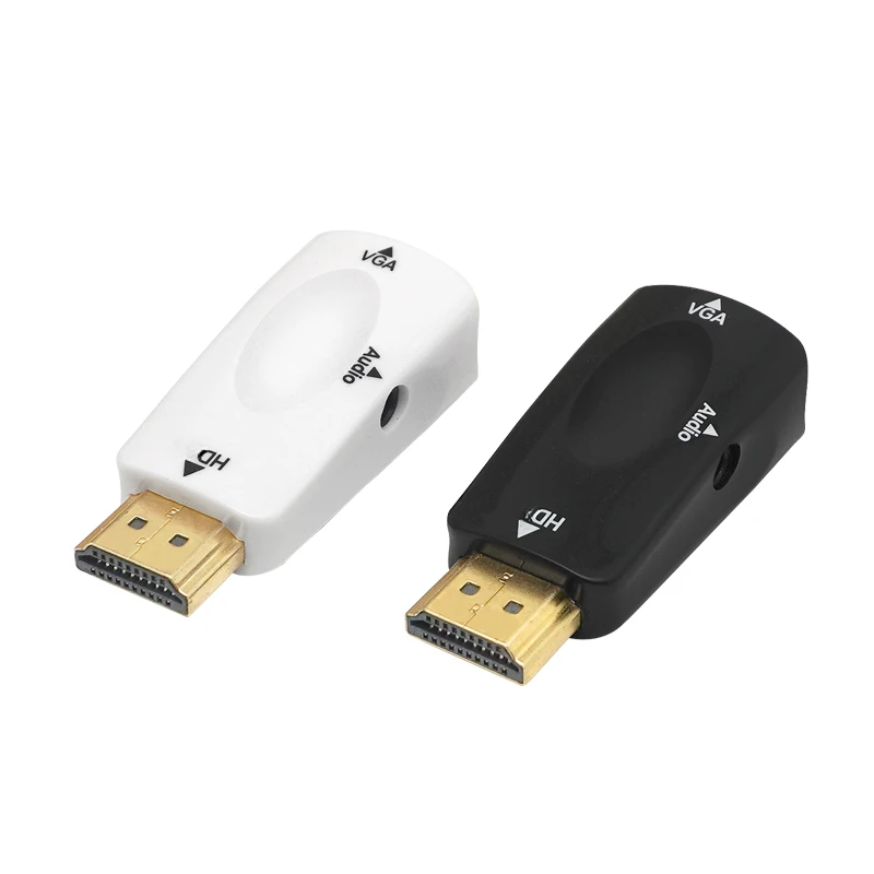 Convertidor de Cable HDMI, Adaptador Macho a Hembra, Compatible con VGA, Jack de 3,5 mm, Audio HD, 1080P, Ideal para PC, Portátil y Tableta