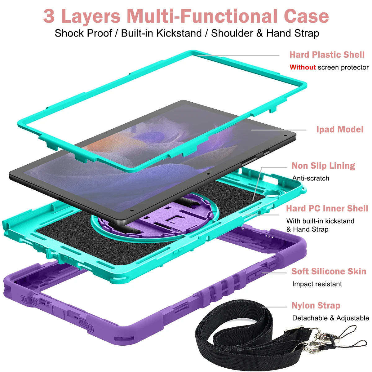 Rotating Case For Samsung Galaxy Tab A8 10.5 2021 SM-X200 X205 S6Lite P610 A7 10.4 T500 Lite T220 A 8.0 T290 8.4 T307 Kids Cover