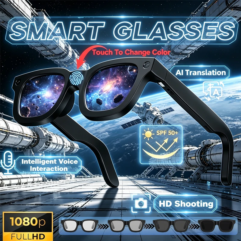 

Новые умные очки с ИИ, синхронным переводом, Bluetooth-звонками, HD-камерой 800W и распознаванием объектов ИИ, стильные умные очки