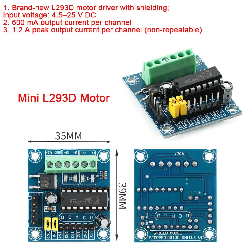 L293D L293 H-Bridge Motor Shield Stepper Driver Board Control Module Motor Drive Expansion Board for Arduino Mega2560