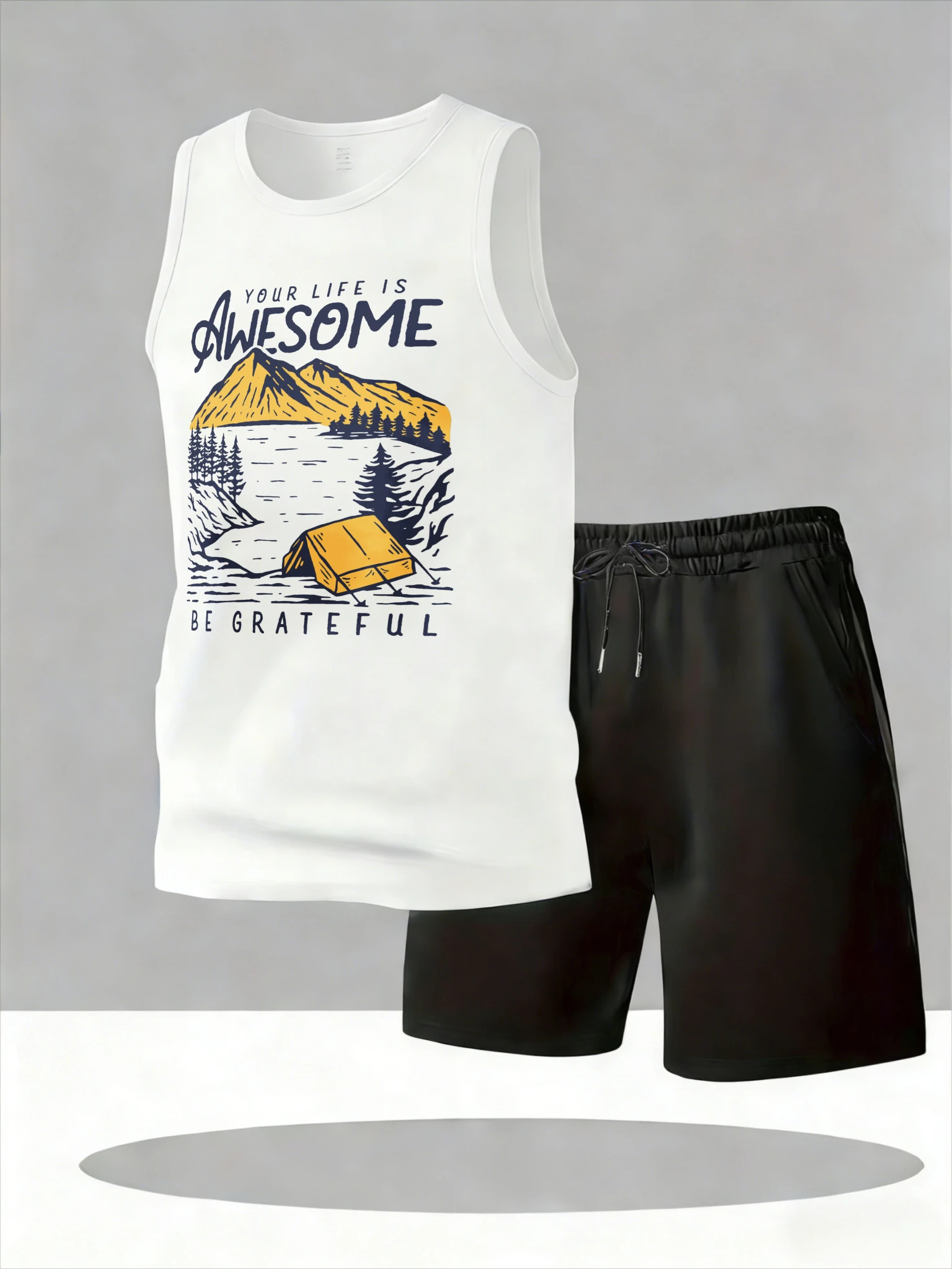 

Men's Tank Top Sets 2026 Summer Quick drying running sports Breathable oversize two-piece set crewneck Two-piece sets beach